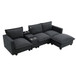Modern Sectional Cloud Sofa With Console USB Charger Reading Light Cup Holder, Wide Seat 4 Seat Modular Couch Storable Indoor Funiture - Dark Gray