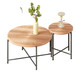 Coffee And End Table Set Waterproof Cover, Distressed Cylindrical Design, Legs Classic Rustic Charm (Set of 2) - Natural Wood / Brown