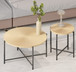 Radial - Pattern Coffee And End Table Set Waterproof Cover, Distressed Cylindrical Design, Legs Classic Rustic Charm (Set of 2) - Oak Natural Wood / Antique White