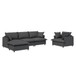 3 Piece Living Room Set Modular L Shaped Sectional Couch Upholstered, 3 Seater Sofa & Armchair & Movable Ottoman 5 Seat - Gray