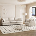 2 Piece Living Room Set With Throw Pillows Sectional Couch Sets, Upholstered 3 Seater Sofa & Armchair 4 Seat - Beige