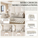 2 Piece Living Room Set With Throw Pillows Sectional Couch Sets, Upholstered 3 Seater Sofa & Armchair 4 Seat - Beige