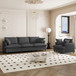 2 Piece Living Room Set With Throw Pillows Sectional Couch Sets, Upholstered 3 Seater Sofa & Armchair 4 Seat - Gray
