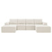 Modular U Shaped Sectional With Ottomans, Luxury Cloud Floor Couch With Deep Seat Fully Compressed Upholstered Sofa - Beige