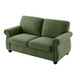 Soft Loveseat, Upholstered 2 Seater Couch, Loose Back Cushions And Turned Legs - Green