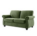 Soft Loveseat, Upholstered 2 Seater Couch, Loose Back Cushions And Turned Legs - Green