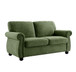 Soft Loveseat, Upholstered 2 Seater Couch, Loose Back Cushions And Turned Legs - Green
