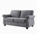 Soft Loveseat, Upholstered 2 Seater Couch, Loose Back Cushions And Turned Legs - Gray