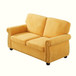 Soft Loveseat, Upholstered 2 Seater Couch, Loose Back Cushions And Turned Legs - Mustard Yellow