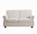 Soft Loveseat, Upholstered 2 Seater Couch, Loose Back Cushions And Turned Legs - Ivory