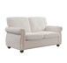 Soft Loveseat, Upholstered 2 Seater Couch, Loose Back Cushions And Turned Legs - Ivory