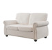 Soft Loveseat, Upholstered 2 Seater Couch, Loose Back Cushions And Turned Legs - Ivory