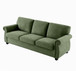 Soft Sofa, Upholstered 3 Seater Couch, Loose Back Cushions And Turned Legs - Green
