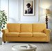 Soft Sofa, Upholstered 3 Seater Couch With High Density Foam, Loose Back Cushions And Turned Legs - Mustard Yellow