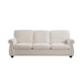 Soft Sofa, Upholstered 3 Seater Couch, Loose Back Cushions And Turned Legs - Ivory