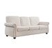 Soft Sofa, Upholstered 3 Seater Couch, Loose Back Cushions And Turned Legs - Ivory