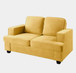 Modern Loveseat, Comfortable 2 Seater Couch With Deep Seating, Loose Back Cushions, Wide Arms - Mustard Yellow