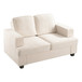 Modern Loveseat, Comfortable 2 Seater Couch With Deep Seating, Loose Back Cushions, Wide Arms - Ivory
