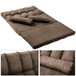 Double Chaise Lounge Sofa Floor Couch And Sofa With Two Pillows - Brown