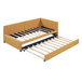 Upholstered Daybed With Trundle Twin Size Sofa Bed Frame No Box Spring Needed, Linen - Yellow