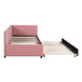 Upholstered Daybed With Trundle Twin Size Sofa Bed Frame No Box Spring Needed, Linen - Pink