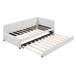 Twin Size Sofa Bed Upholstered Daybed With Trundle Frame No Box Spring Needed, Linen - Beige