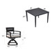 5 Piece Outdoor Patio Furniture, Modern Dining Set, 4 Swivel Chairs Rockers Sunbrella Fabric And Square Dining Table With Umbrella Hole - Ember Black