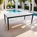 Outdoor Modern Patio Dining Table, Post Tapered Legs Seats 6, Weatherproof & Rust Free - Ember Black / White