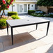 Outdoor Modern Patio Dining Table, Post Tapered Legs Seats 6, Weatherproof & Rust Free - Ember Black / White