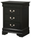 Louis Phillipe - 3 Drawer Nightstand - Black