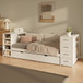 Daybed With Side Shelves, Multi Functional Desk & Charging Station