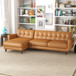 Allison - Mid-Century Modern Leather Sectional Sofa Chaise