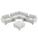 Sectional With Acrylic Table Top U Shaped Couch Set With 2 Consoles USB Charger, Storage Drawers And Pockets Movable Ottoman Tufted Sofa