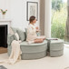 Modern Oversized Round Barrel Accent Chair With Ottoman
