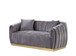 Elchanon - Loveseat With 2 Pillows - Gray Velvet & Gold