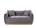 Elchanon - Loveseat With 2 Pillows - Gray Velvet & Gold