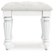 Kozlani - Vanity Upholstered Stool - White