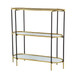 3 Tier Metal Console Table, Mirrored Shelf - Golden Black