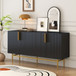 Modern Elegant 4 Door Sideboard Metal Handle Buffet Cabinet For Dining Room, Living Room, Bedroom, Hallway