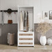 Wardrobe With 3 Drawers High Wardrobe Armoire With Rattan For Living Room Organizer - White