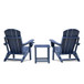 Folding Outdoor Adirondack Chair (Set of 2) And Table Set, Hdpe All-Weather Folding Fire Pit Chair, Ergonomic Design Patio Lawn Chair For Outside Deck Garden Backyardf Balcony - Navy Blue