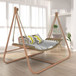Hammock Swing Chair With Stand For Indoor, Outdoor, Anti-Rust Wood-Colored Frame With Cushion Oversized Double Hammock Chair For Patio Balcony Bedroom Ban On Amazon - Gold / Brown