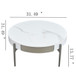 Modern Round Coffee Table With Storage Drawers Handcrafted Ceramic Inlay Tabletop 2 Tone Wood Legs Scandinavian Living Room Center Table - White / Gray