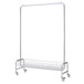 Heavy Duty Iron Garment Rack With Basket On Wheels - Silver