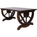 Rustic Wooden Bench With Wagon Wheel Legs For Garden And Patio - Brown