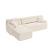 Ly 029B Convertible Chaise Sectional Sofa Full Compression Sponge Modular Couch Cloud 3 Seater Wood Grain Chenille 2 Pillows - Antique White