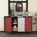 Modern Sideboard Buffet Cabinet With Red Doors And Unique Panel Styling