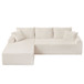Modular Corduroy Sectional With Arched Armrests, Includes 3 Back Cushions & 2 Throw Pillows
