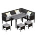 7 Piece Outdoor Furniture Set Waterproof Cushions Glass Table