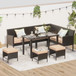7 Piece Outdoor Furniture Set Waterproof Cushions Glass Table